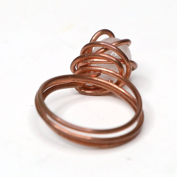 Handmade Copper Wire Wrapped Clear Quartz Crystal Ring - Boho Gemstone Jewelry - Picture 9 of 10